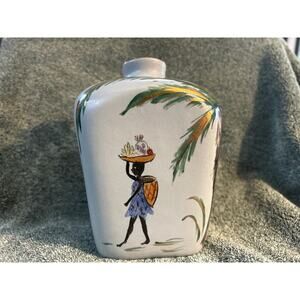 Gorgeous Caribbean Figures Cube Shaped Bud Vase Vintage